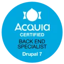Badge for the Acquia Certified Back End Specialist - Drupal 7 certification