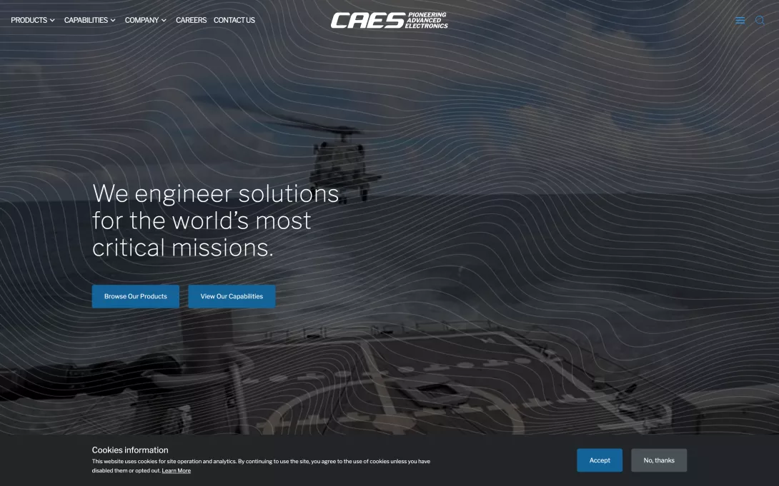 Screenshot of the CAES homepage