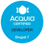 Badge for the Acquia Certified Developer - Drupal 7 certification