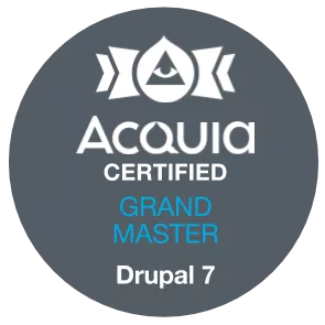 Badge for the Acquia Certified Grand Master - Drupal 7 certification