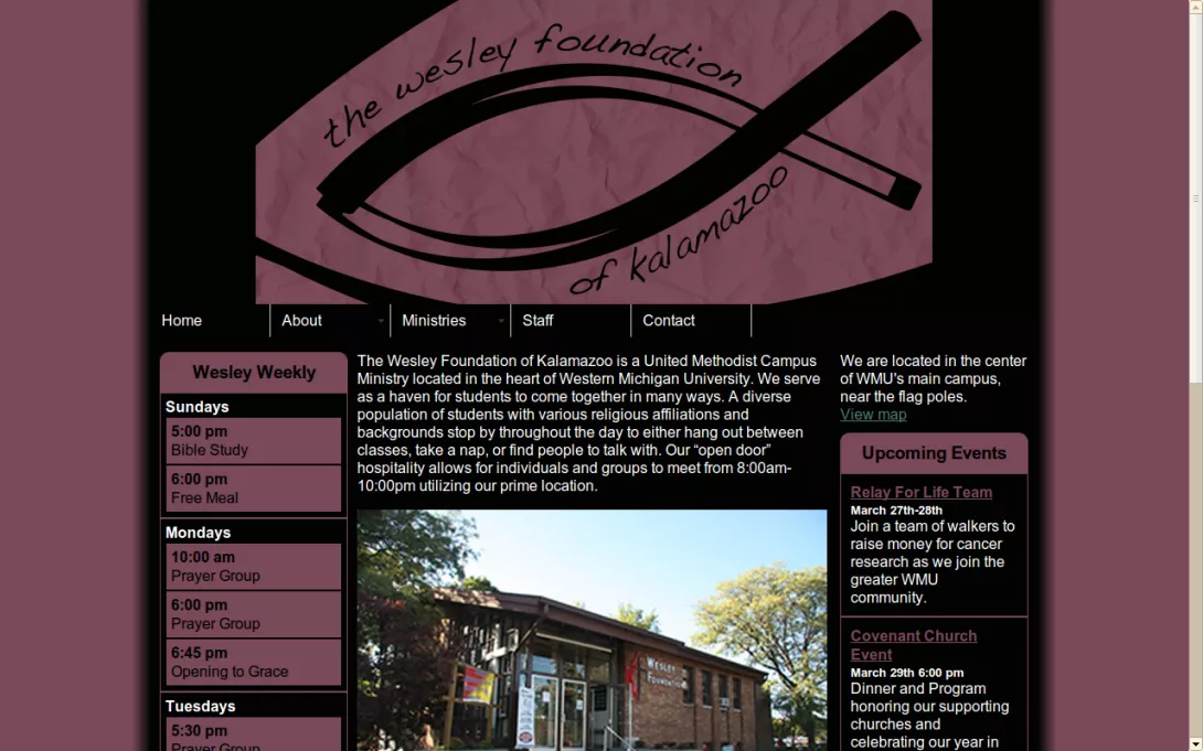 Screenshot of the Wesley Foundation homepage