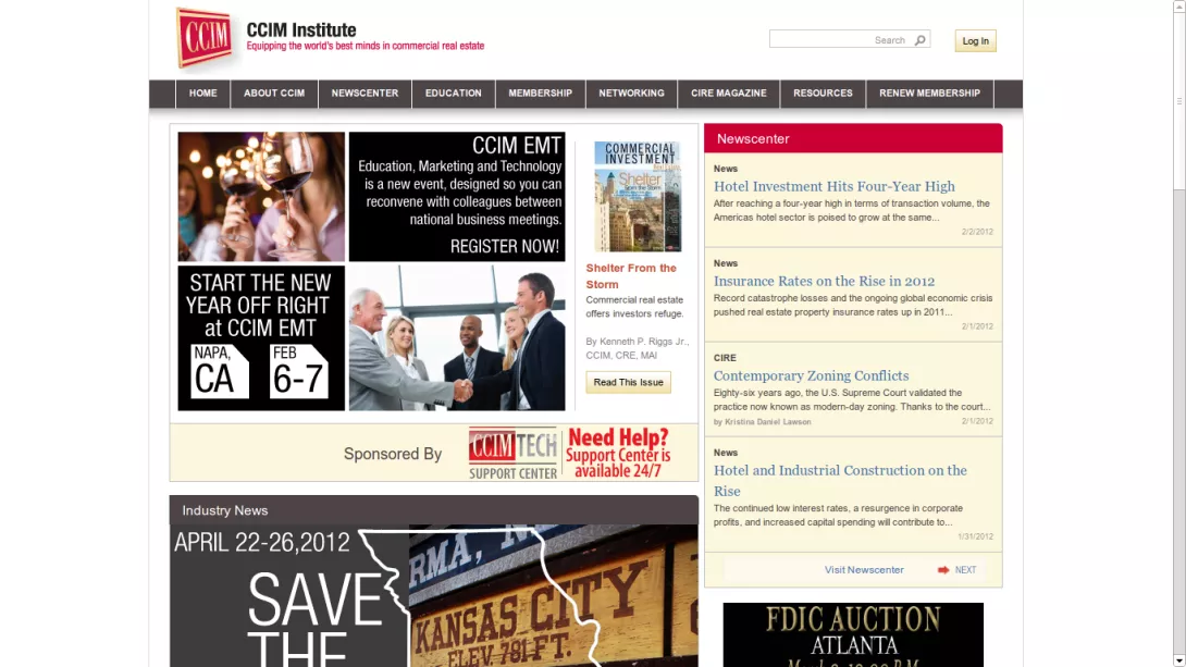 Screenshot of the CCIM homepage