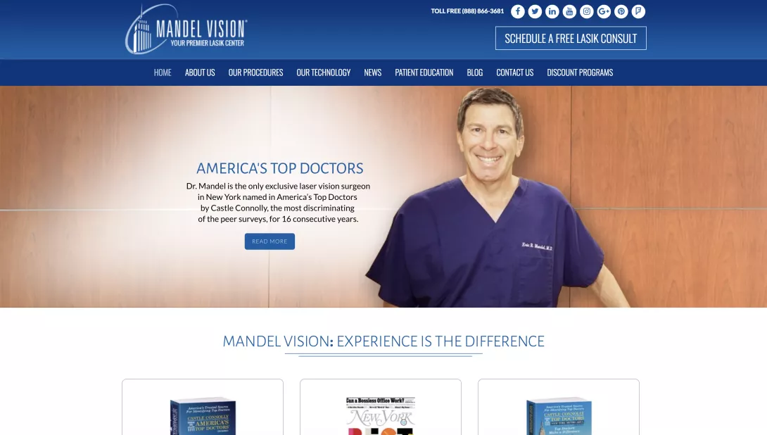 Screenshot of the Mandel Vision homepage